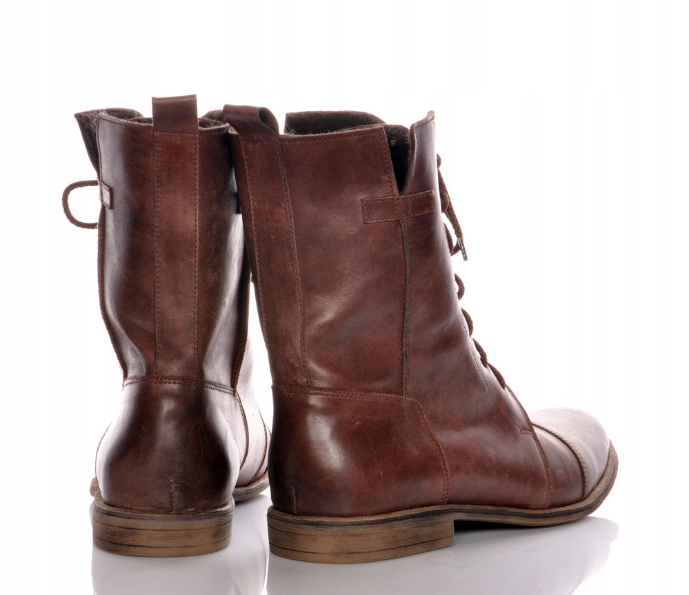 BUTY BULLET za kostką WYWIJANE brąz SKÓRA SZTYBLETY trzewiki CASUAL MEN 40 Długość wkładki 27.5 cm