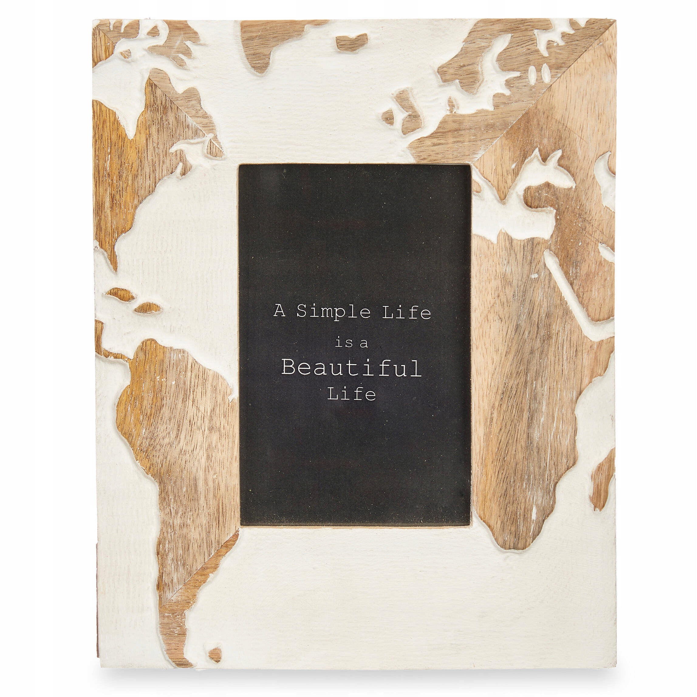 RAMKA NA ZDJĘCIE 10 x 15 CM, DREWNO MANGO, MAPA ŚWIATA