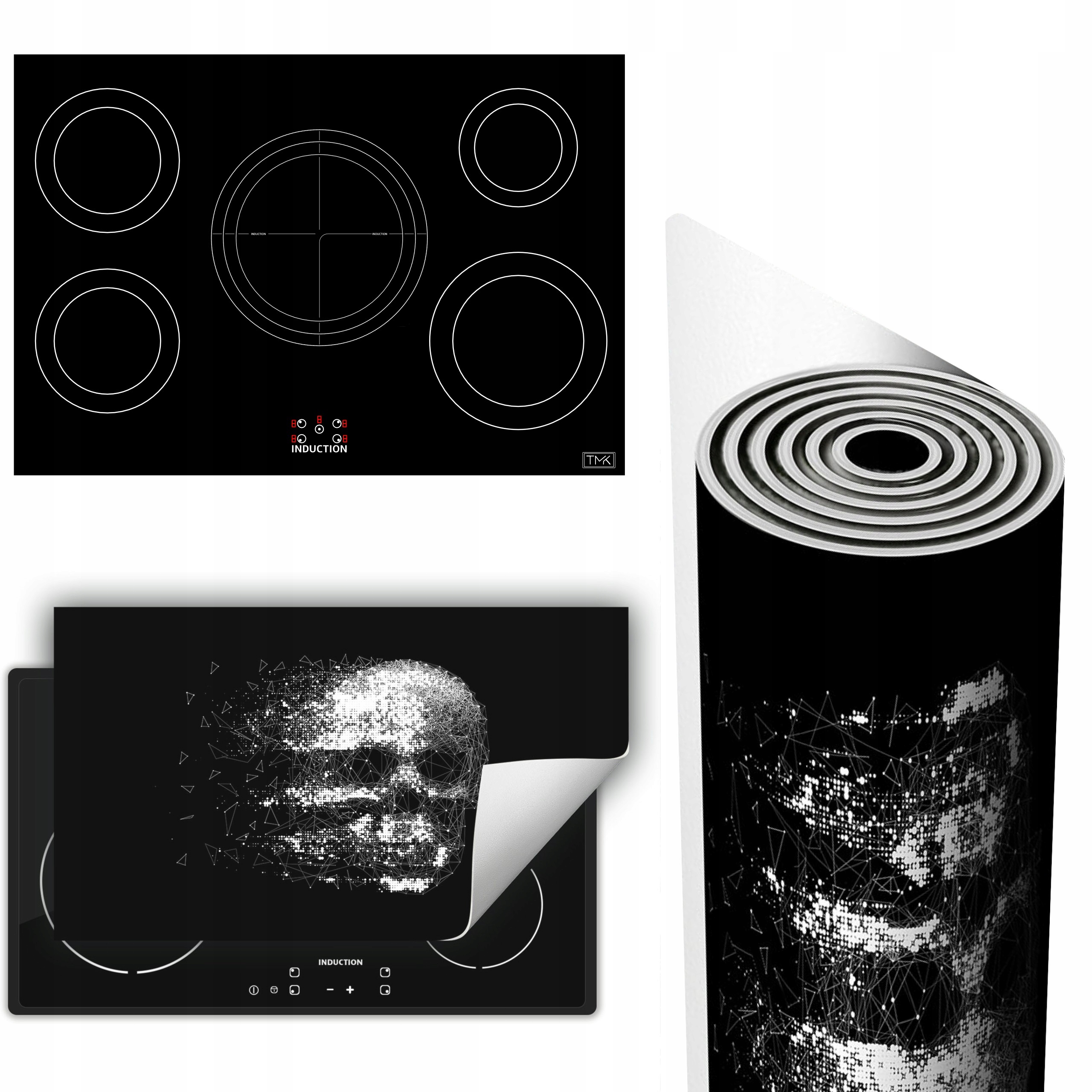 Vinylová Podložka Ochrana Kuchyňské Desky 90x52 černá lebka