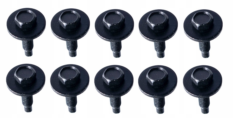10 SZTUK ŚRUBA M6 x 24 CZARNA Z PODKŁADKĄ SPINKA WKRĘT MONTAŻOWY OSŁON PASA
