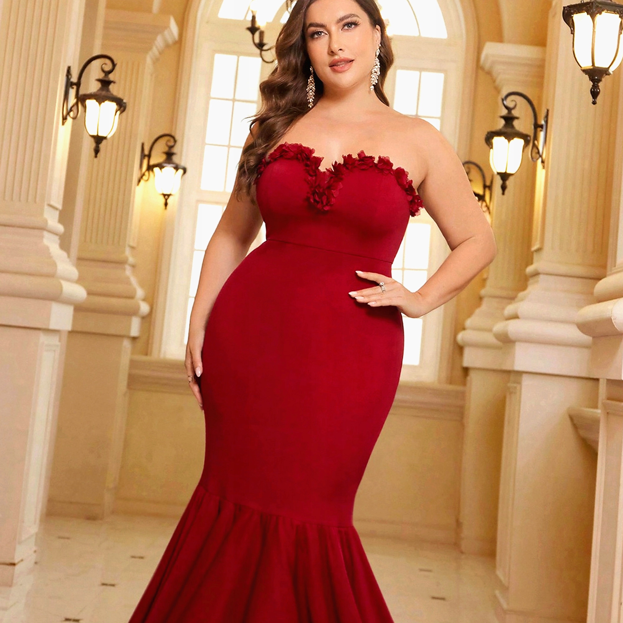 Šaty Bodycon Syrena Dlouhá Vyztužená Odhalená ramena XL 42
