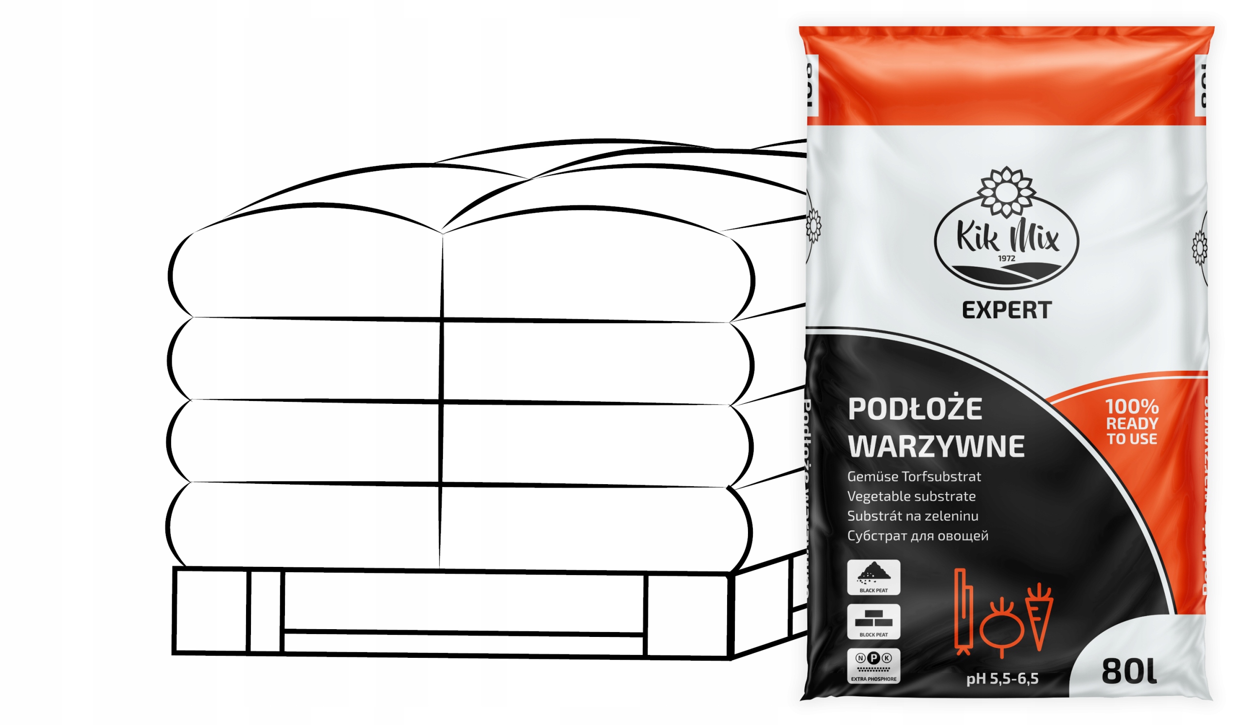 Podłoże Warzywne 80L do warzyw i pomidorów paleta 42 sztuk