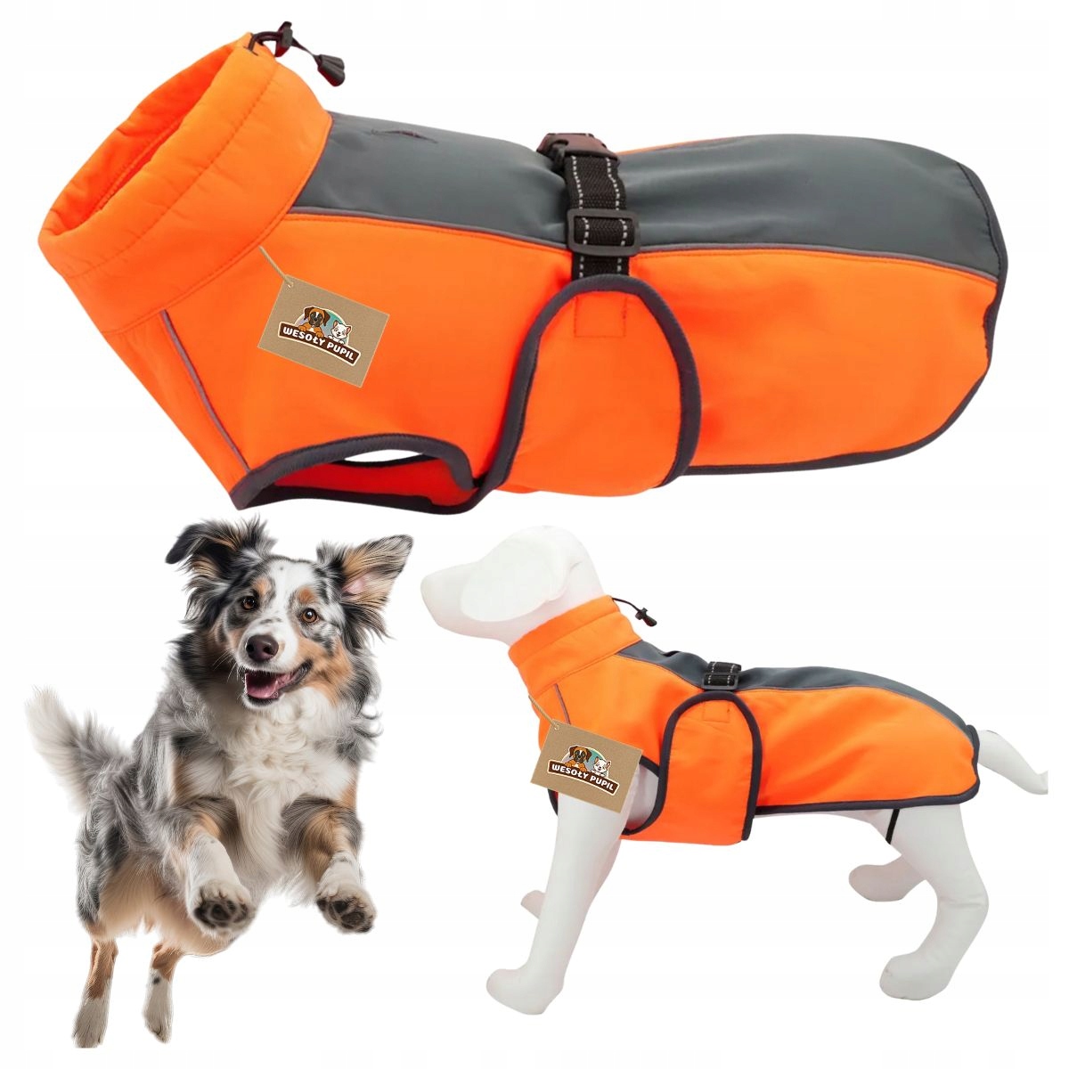Levně Obleček pro velkého psa hřejivý Softshell voděodolná odrazka na zimu M 48cm