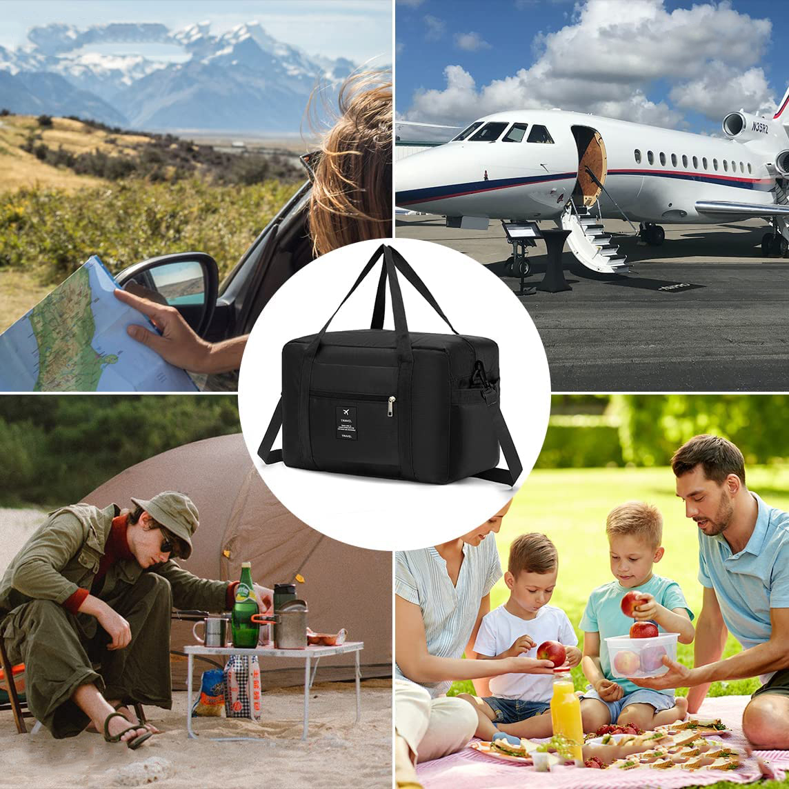 SKŁADANA TORBA PODRÓŻNA WALIZKA TORBA KABINOWA NA BAGAŻ RĘCZNY 40X20X25 Kolor czarny