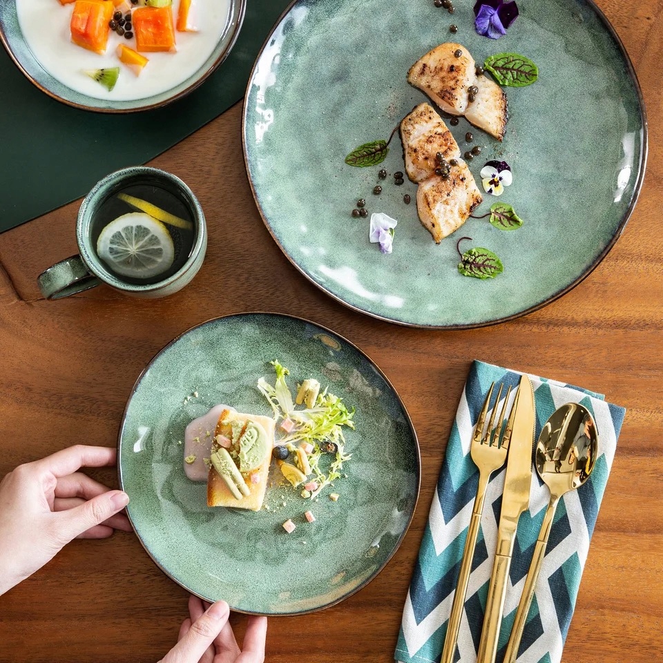 Zastawa obiadowa Vancasso STARRY GREEN serwis talerze kamionka 32szt 8 osób Kod producenta VC-STARRY-G-SLX2