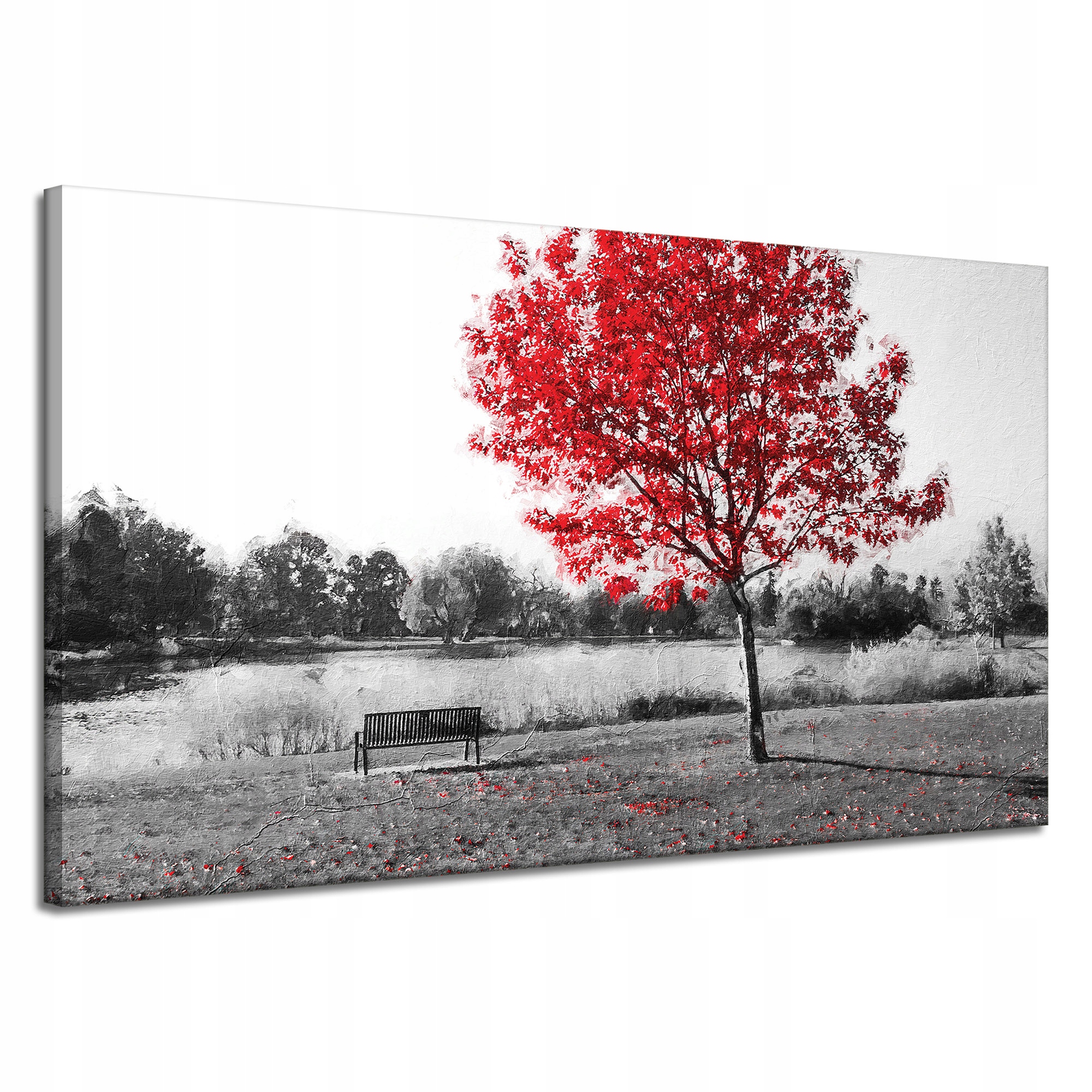 Obraz na plátně Šedá Červená Listy Kontrast 120x70 cm