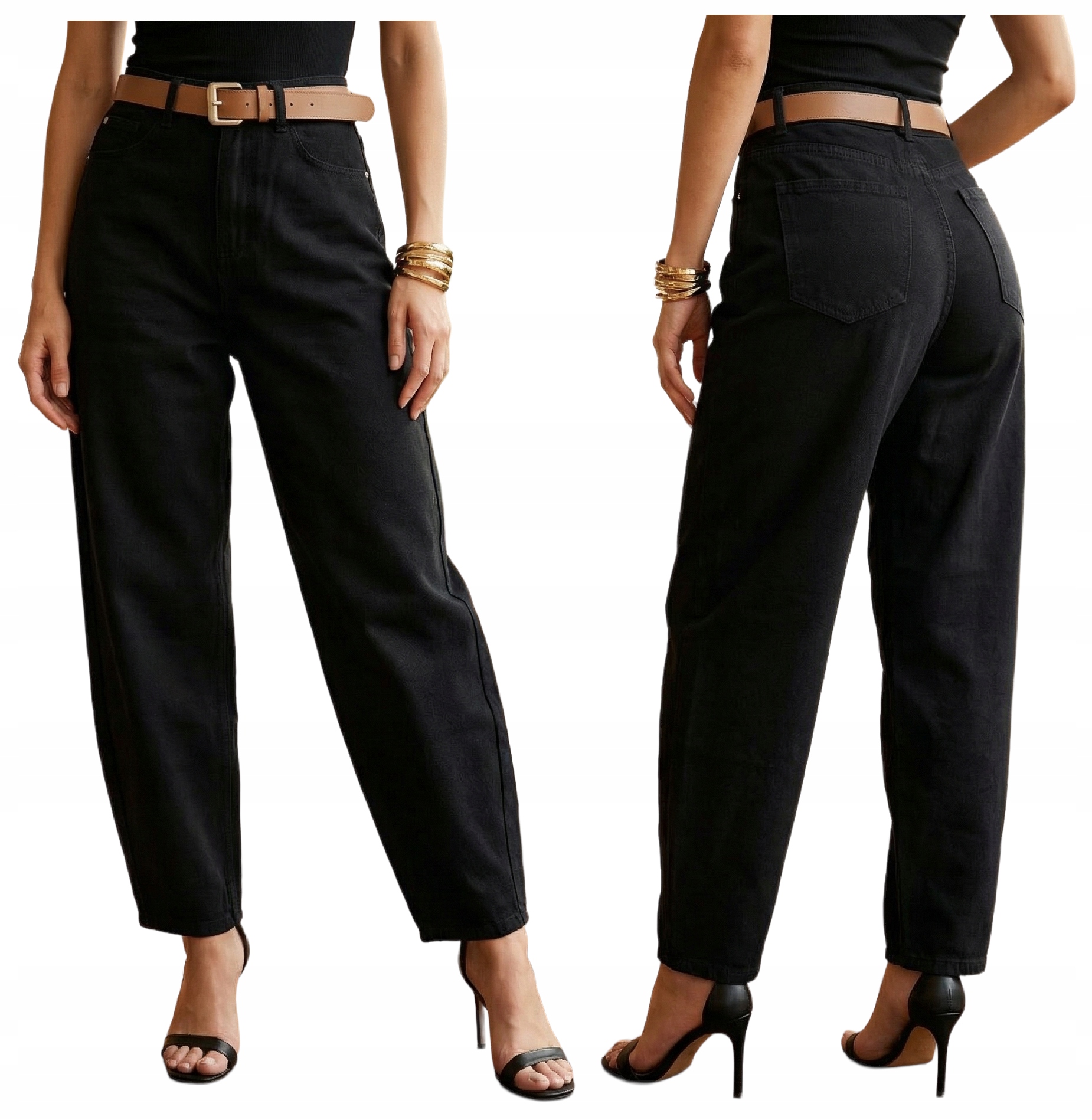 Spodnie Balloon Sluchy Jeans M.Sara Damskie Luźne Nogawki L 40