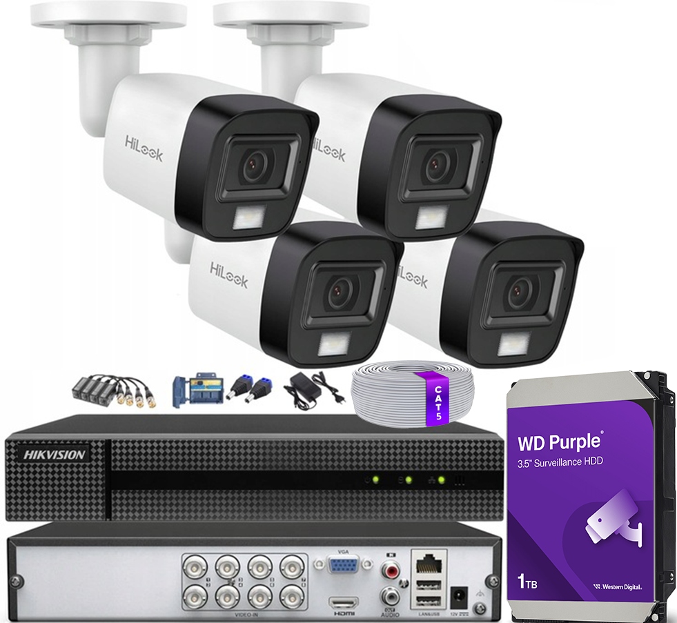 8MPx monitorovací sada HiLook pro Hikvision 4 kamery 4K 8Ch rekordér