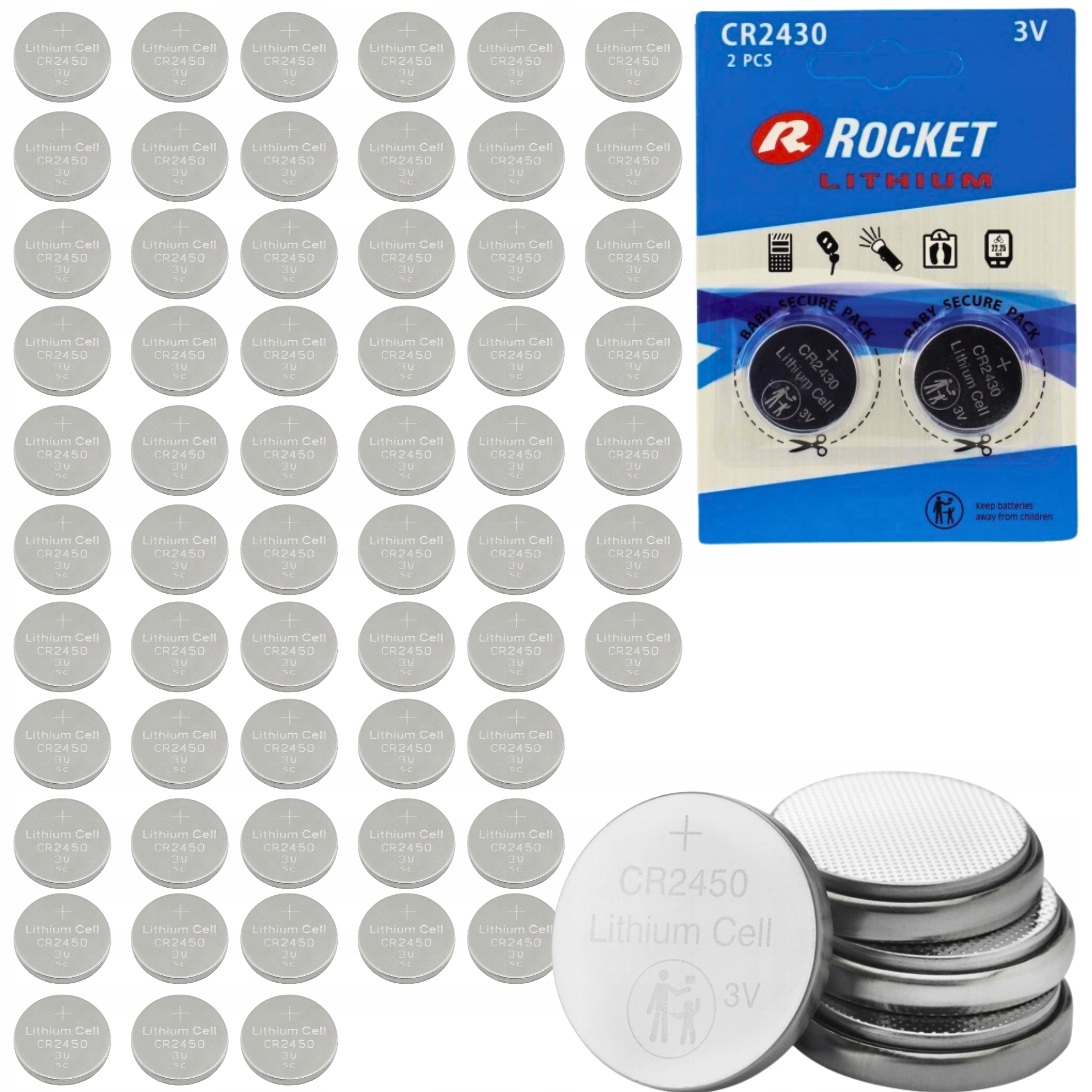 Sada 60 Ks Lithiových Knoflíkových Lithiových Baterií CR2430 BR2430 DL2430