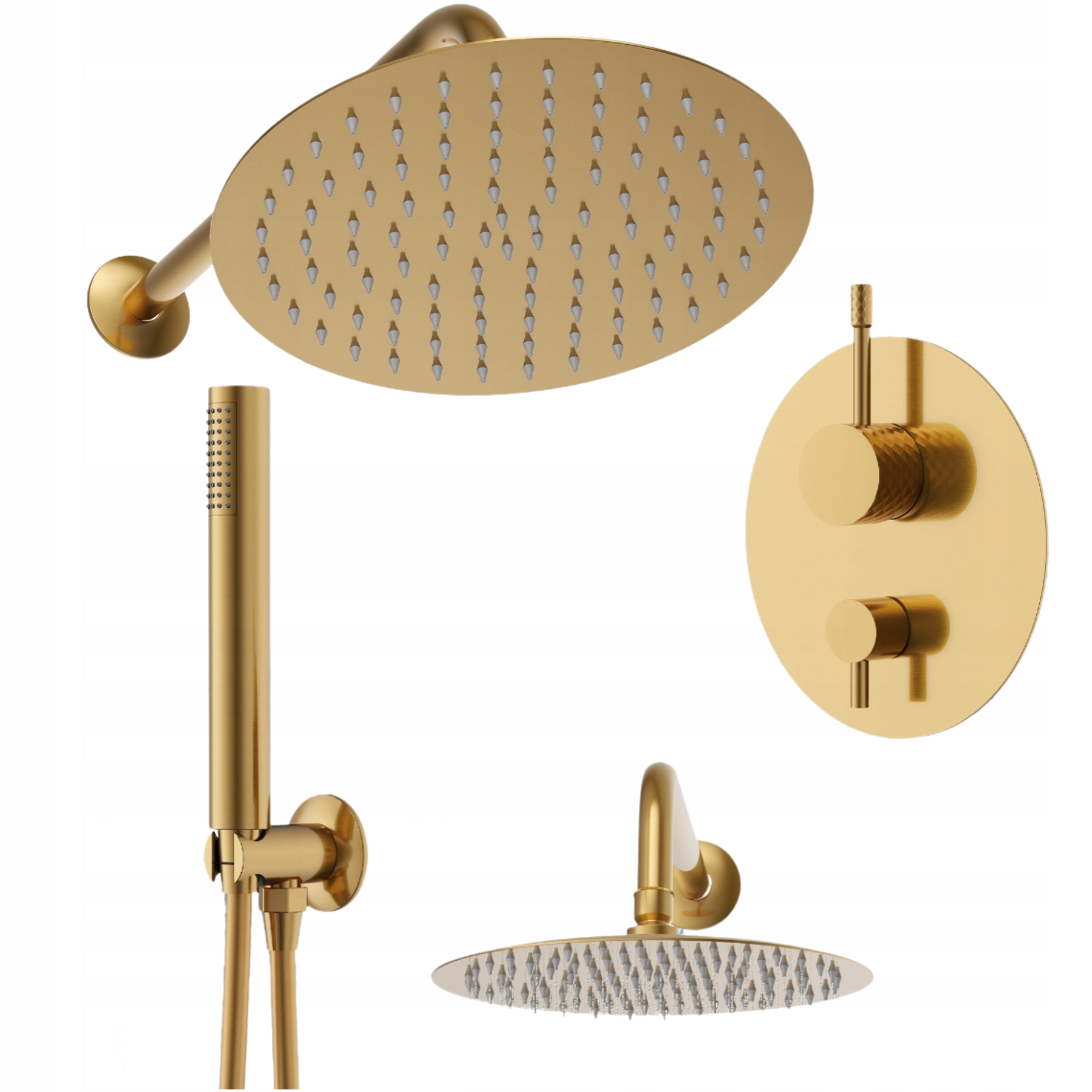 Sada Glami podomietková sprchová batéria strieborná s dažďovou sprchou zlatá
