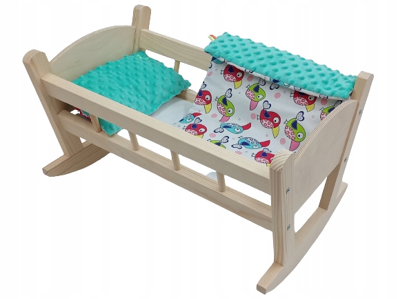 KOŁYSKA DREWNIANA DLA LALKI LALEK DUŻA POŚCIEL