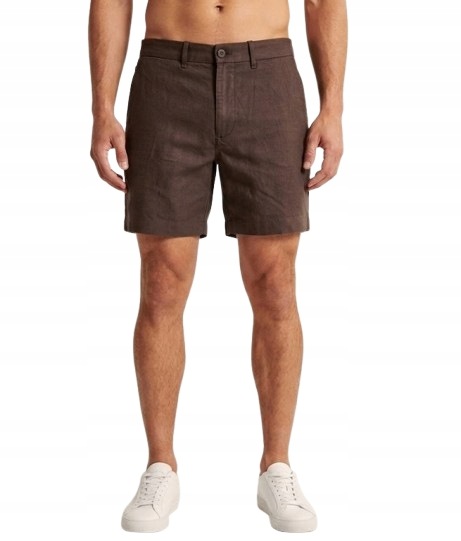 šortky krátké kraťasy Abercrombie&Fitch W31 hnědé lněné S