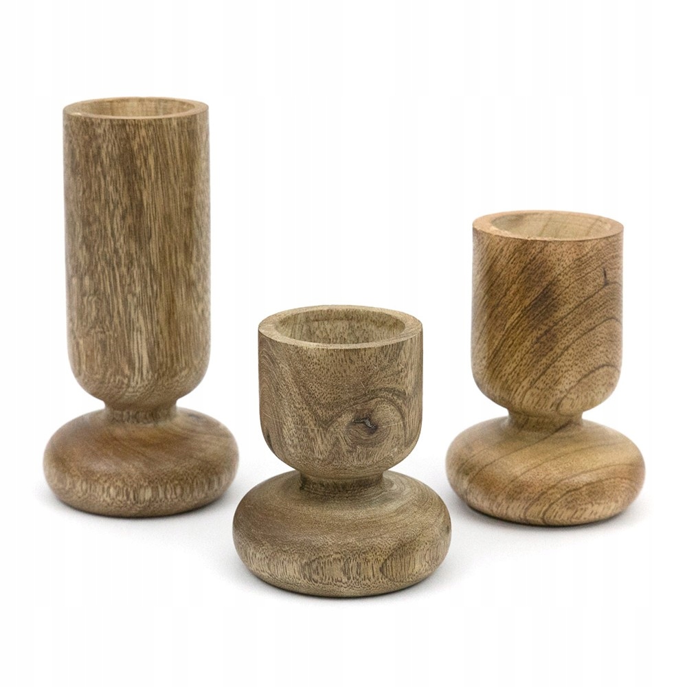 

Świecznik Brązowy Drewniany Mango KPL3szt Tealight