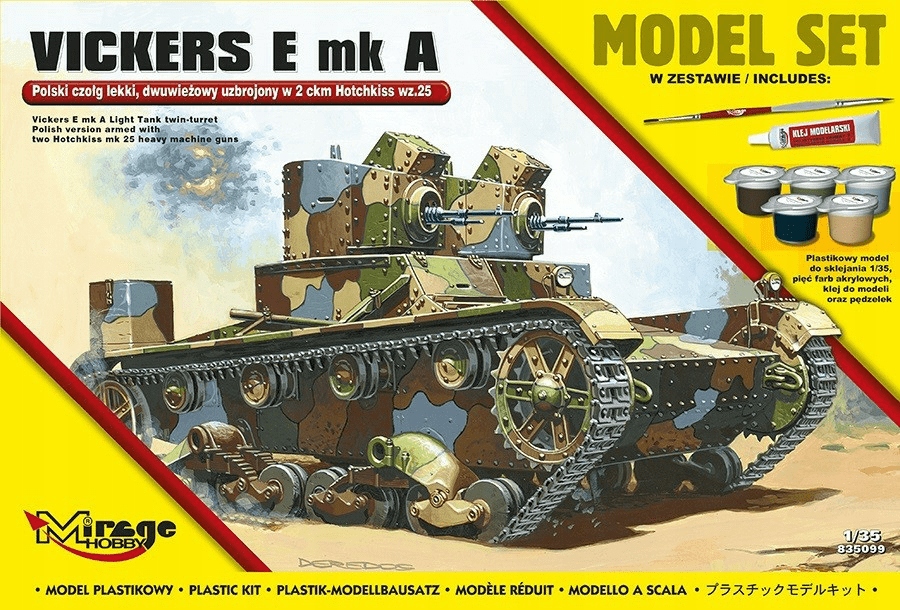 Vickerse E mk A Polský lehký tank, dvouvěžový Mirage Hobby 465780