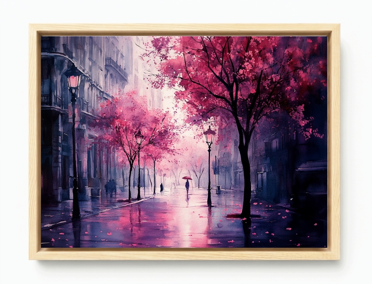 Obraz Rám American Box Pohled Na Město Ulice Podzim Stromy Déšť 80x60