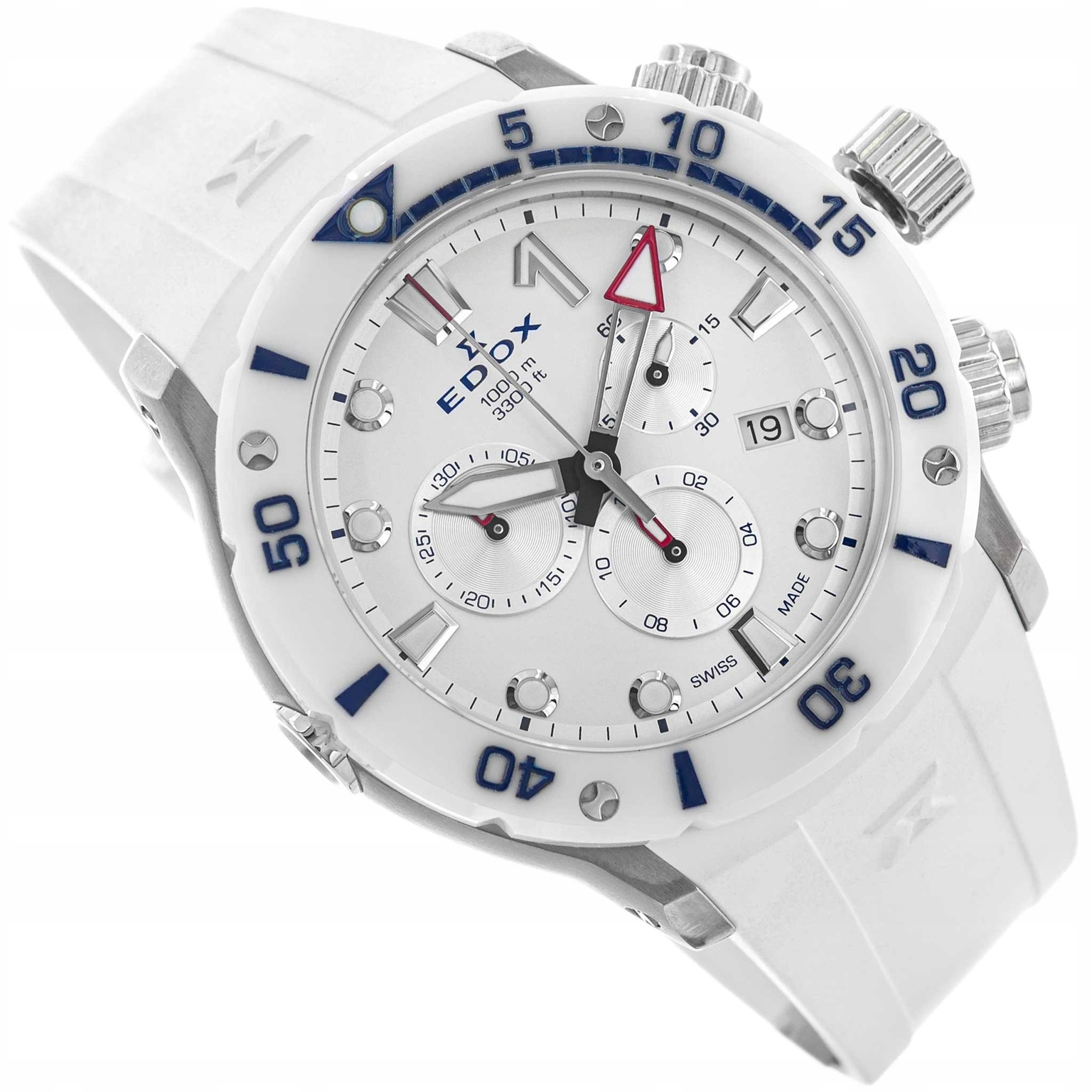Pánské Hodinky Edox Edox 10242 Tinb Bbuinr CO-1 Bílé S Řemínkem 100ATM