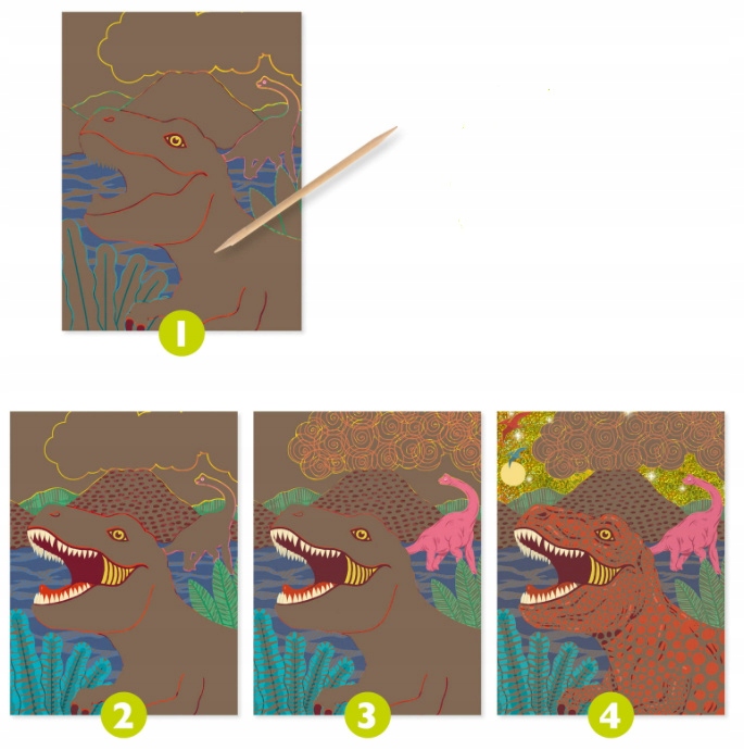 DJECO ZESTAW WYDRAPYWANKA KOLOROWANKA DINOZAURY EAN (GTIN) 3070900097261