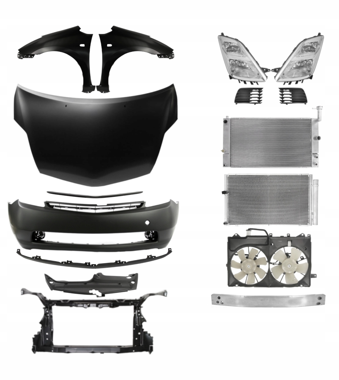 Toyota Prius 03-09 Maska Zderzak Błotnik Pas ZESTAW CZĘŚCI