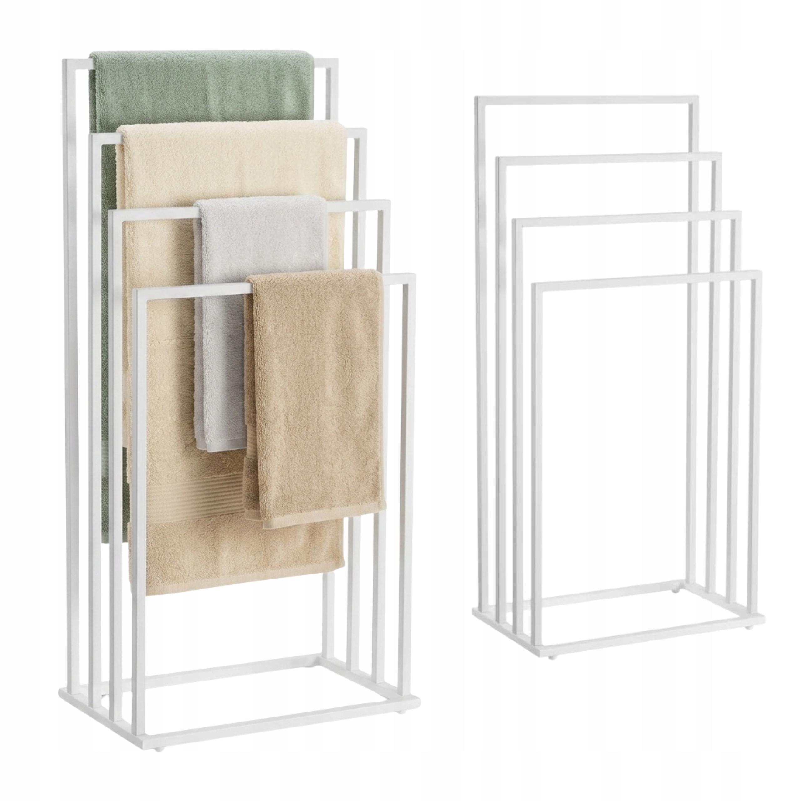 Stojan na ručníky 4 příčky Bílý Volně stojící Bílý Ocelový Koupelna