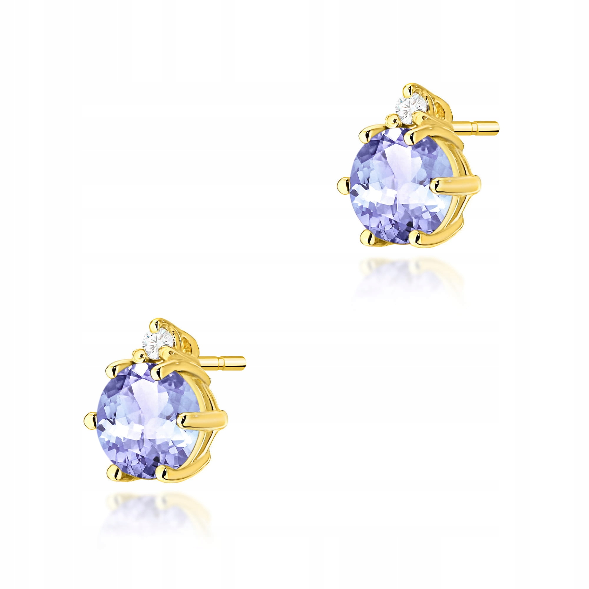 Zlaté náušnice 585 s přírodním tanzanitem a diamanty 1,1 g na Valentýna