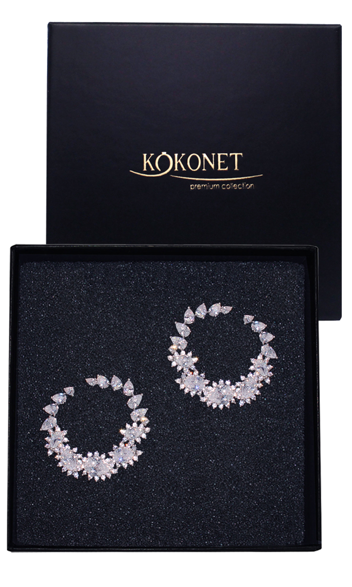 Náušnice ozdobné kruhy se zirkony swarovski Efektní svatební večerní