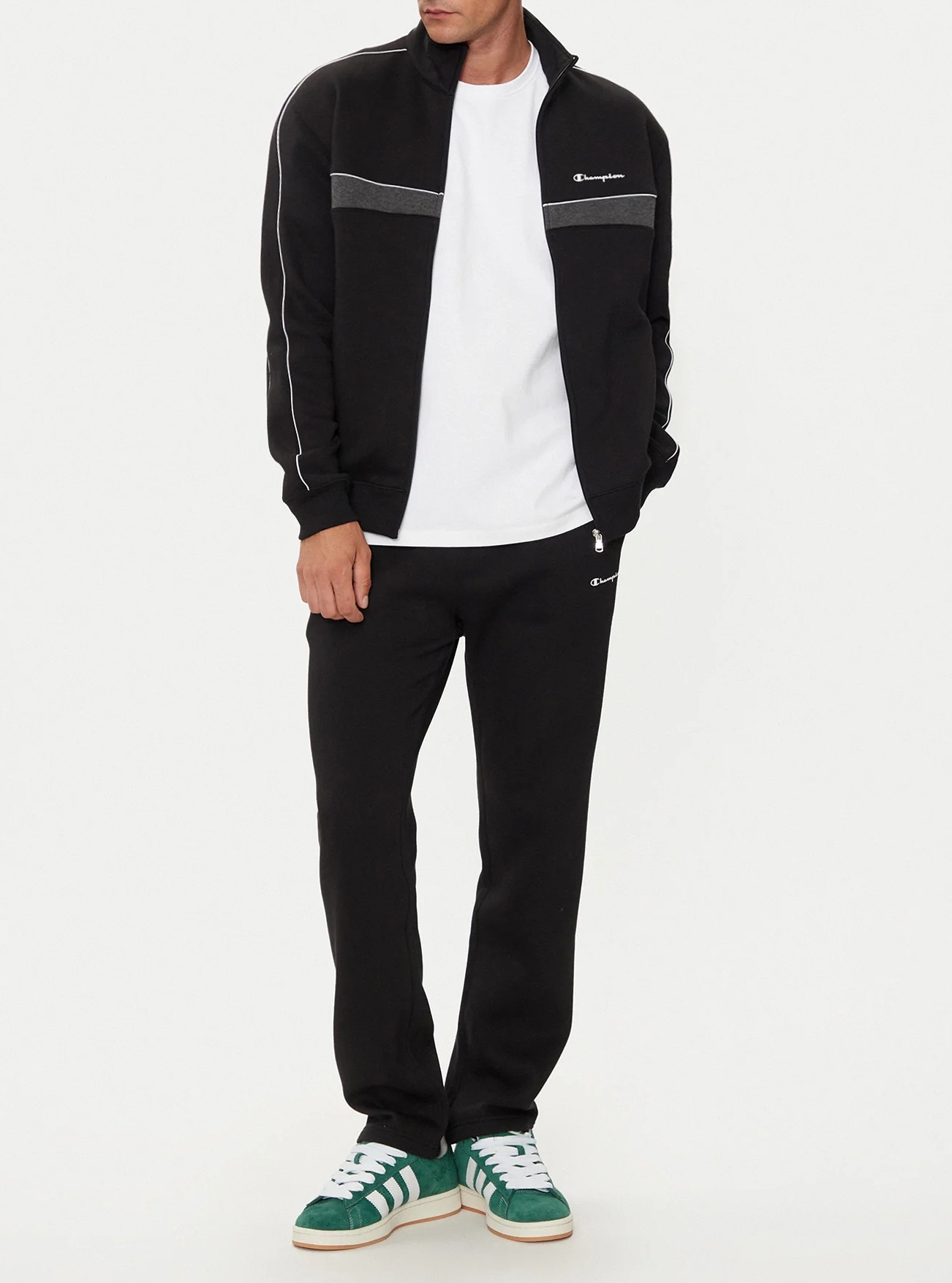 3133 Teplákovka Champion Pánský Bavlněný Rozepínací Komplet Bez Kapuce Černá S