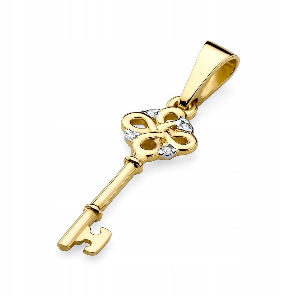 Zlatý přívěsek diamanty klíč klíček brilianty