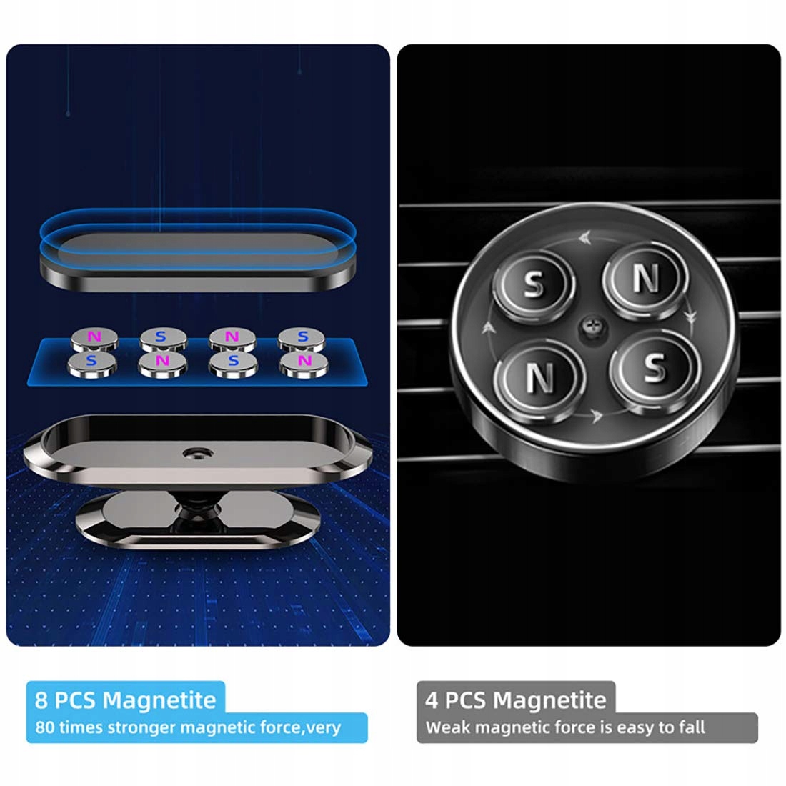 Magnetyczny Uchwyt Samochodowy 360° Do Telefonu iPhone Smartfon Android — miniatura 3