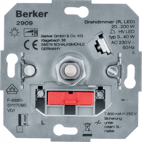 

Berker Ściemniacz obrotowy R 20-200W, Led 3-40W