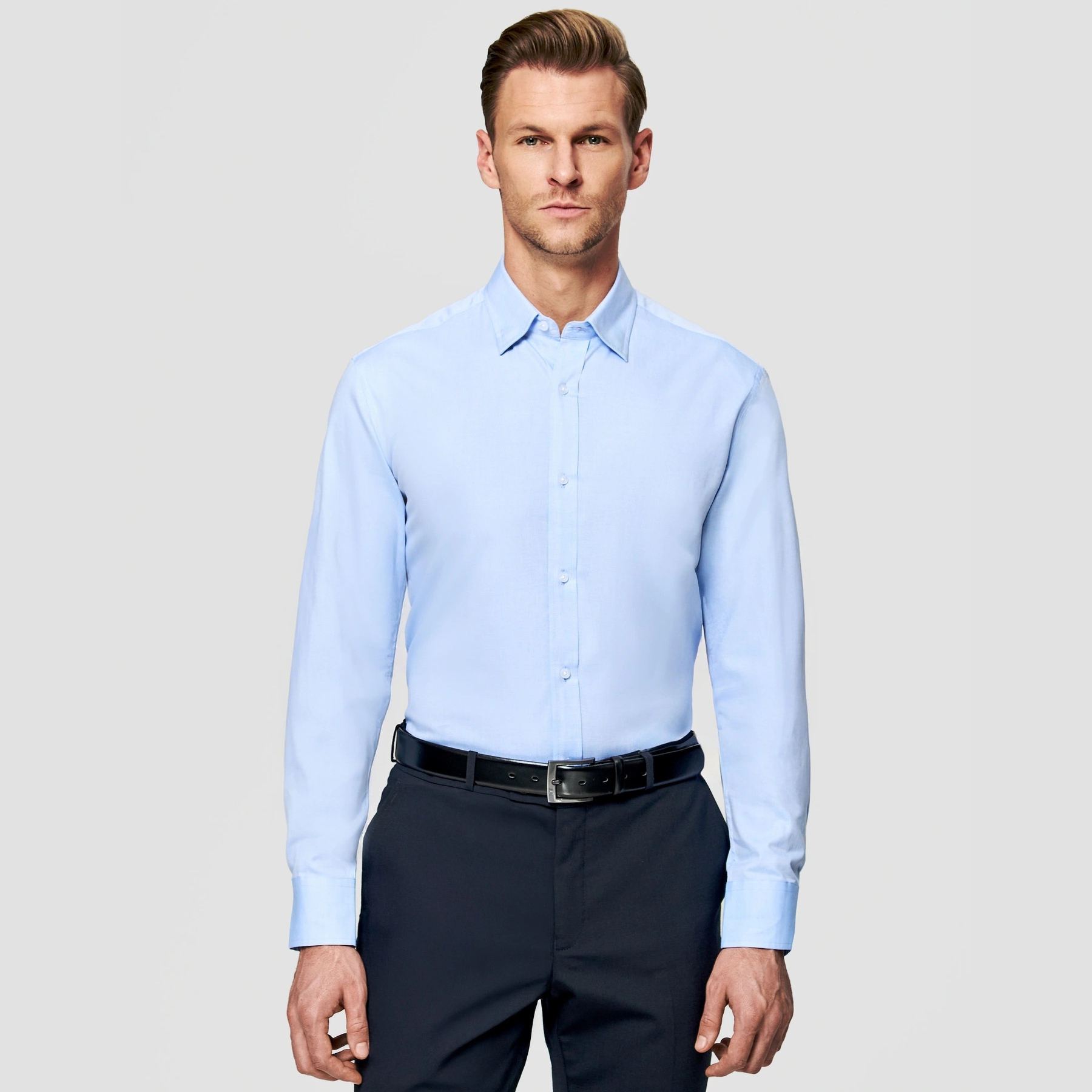 Modrá bavlněná pánská košile s dlouhým rukávem Pako Lorente vel XXL