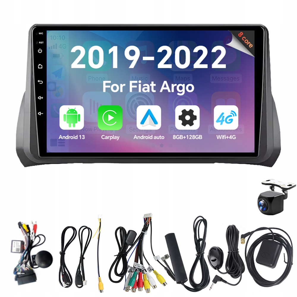 Autorádio Eunavi 2Din s Androidem 13 a 2G pro Fiat Argo 2019-2022, Carplay 8G, 128G