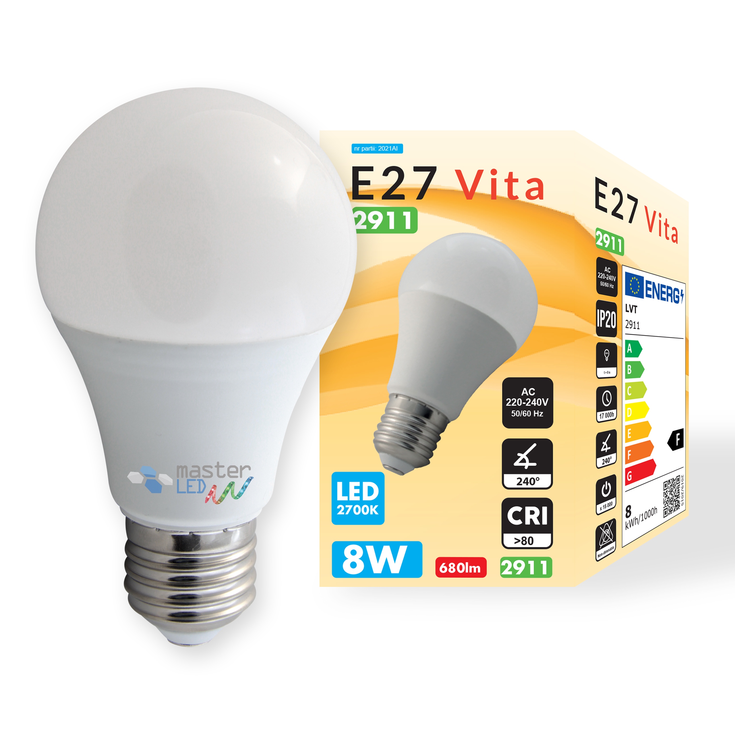 

Żarówka Led E27 2835 Smd 800lm 8W kula A60 230V
