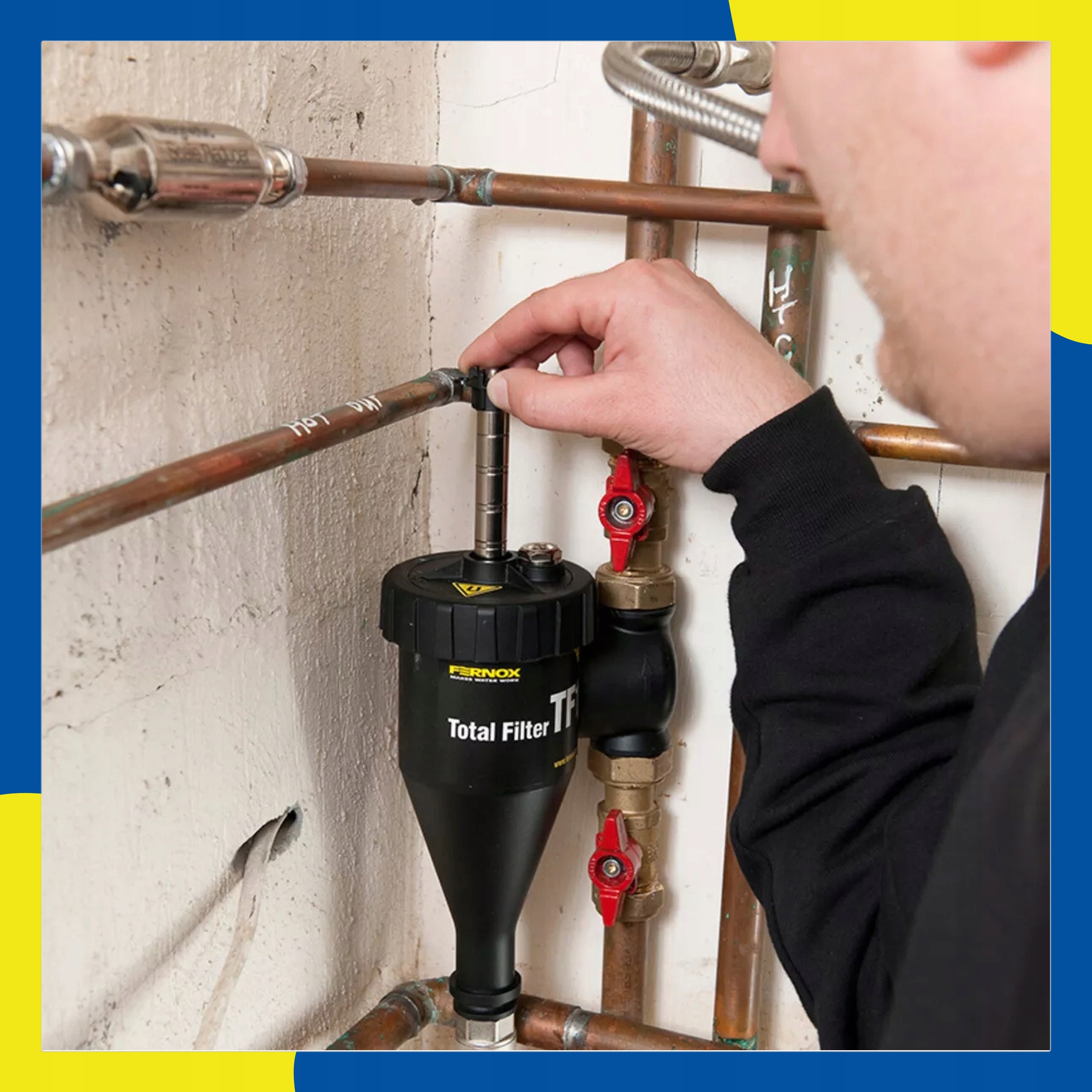 Separator Zanieczyszczeń Filtr magnetyczny 22mm Fernox TF1 + Inhibitor F9 Marka Fernox