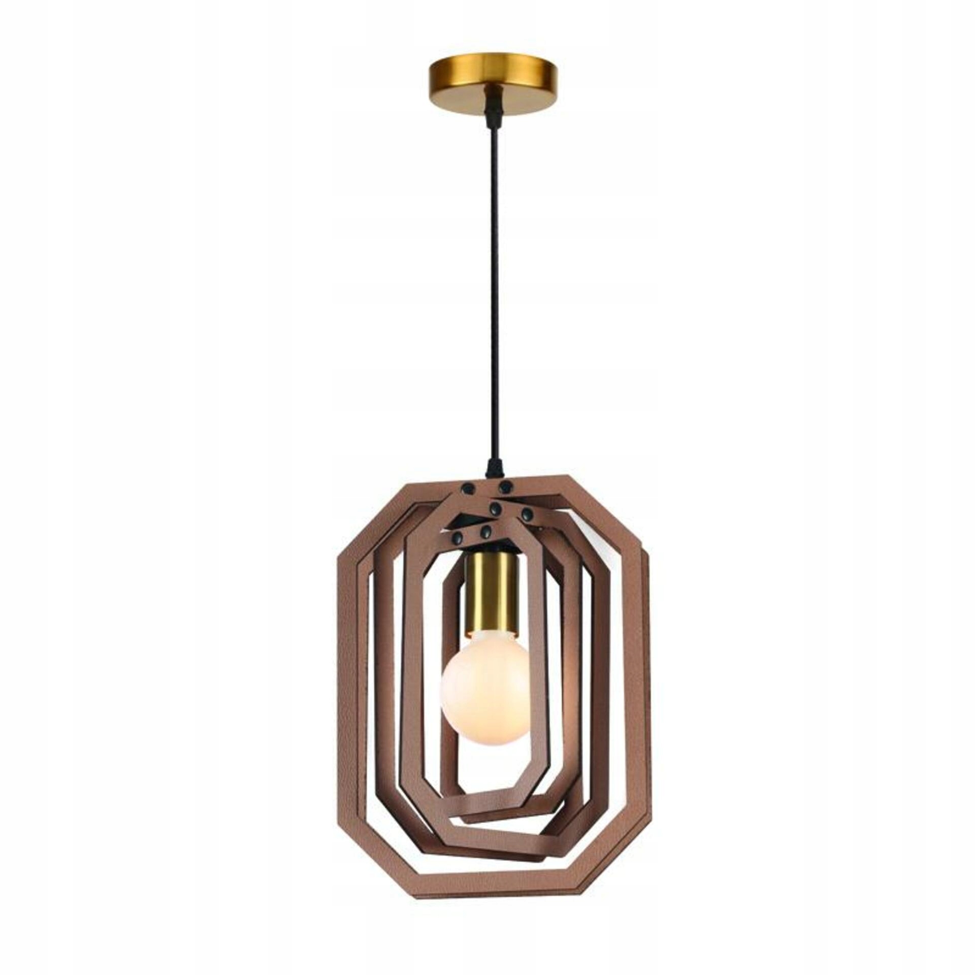 Aca Lighting závěsné svítidlo 1XE27 světle hnědá kůže Mdf D24XH100CM Triton