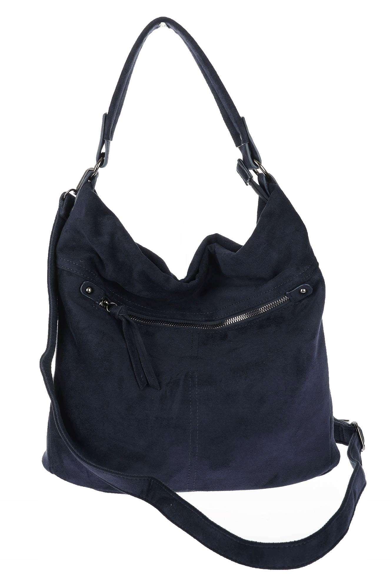 Dámská shopper kabelka semišová taška přes rameno do ruky lehká PB40 Tmavě modrá