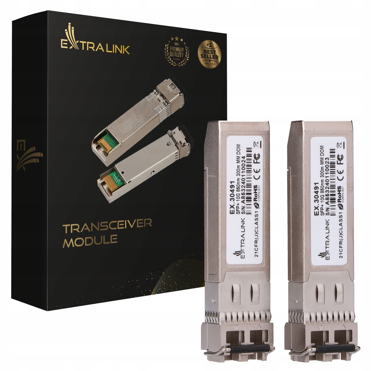 Extralink Sfp+ 10G 2-pack Modul Sfp+ 10Gbps, 850 nm, 300 m, multi mode