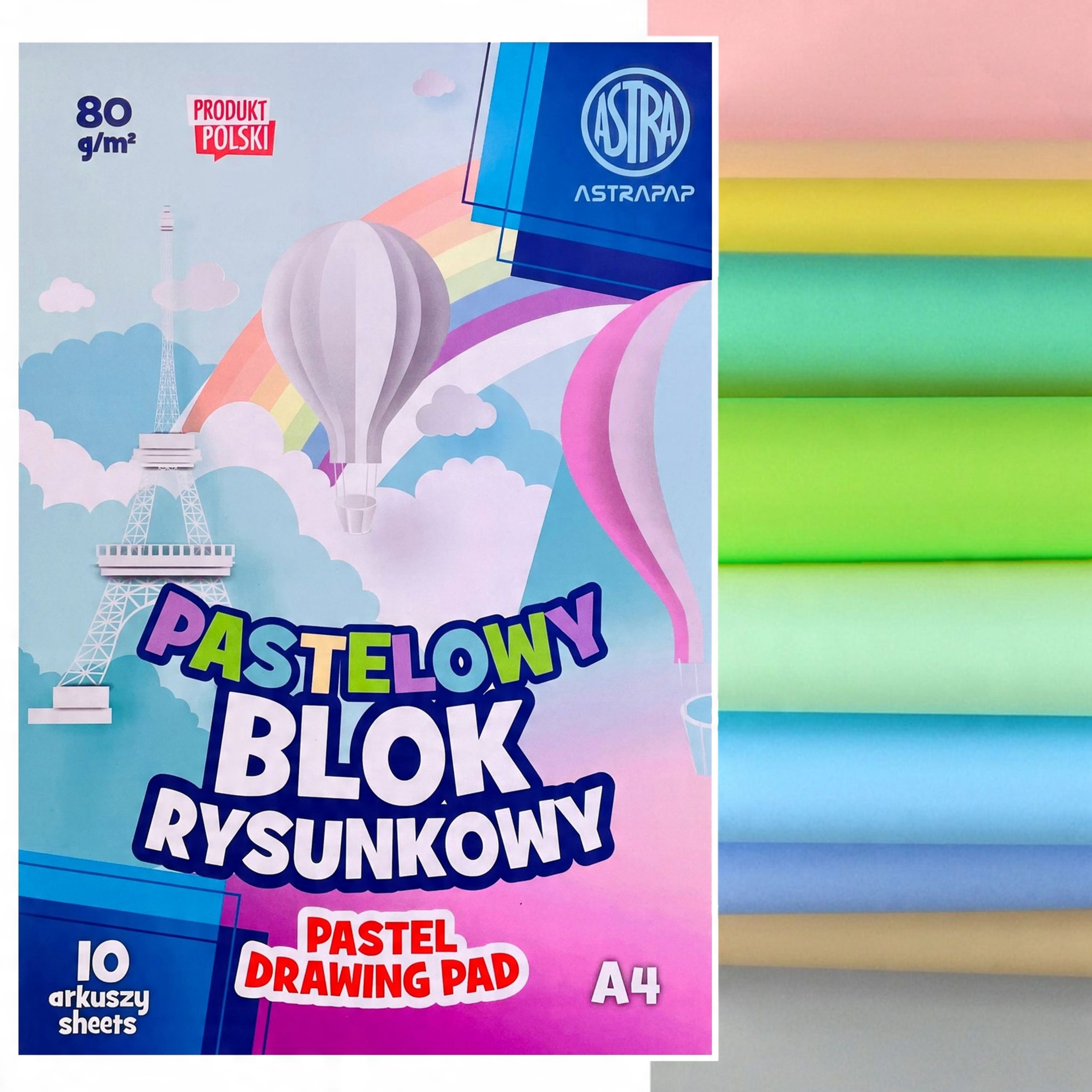 

Pastelowy blok rysunkowy kolorowy A4 10 kartek 80g