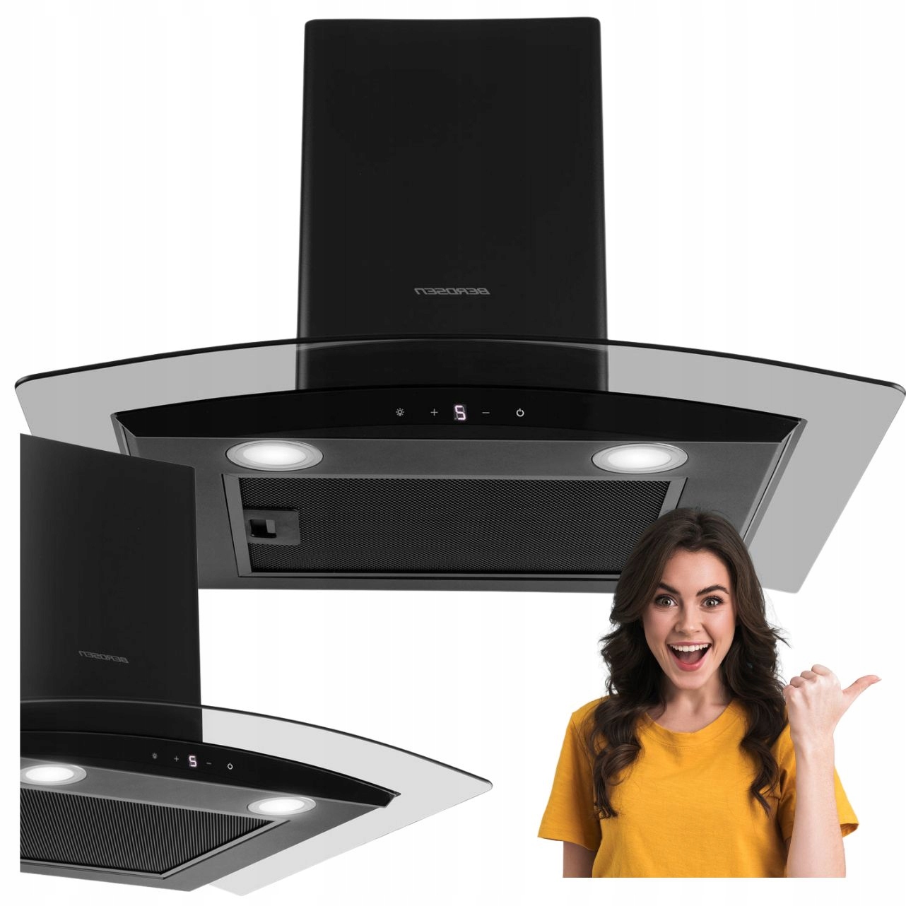 Okap Kuchenny 60cm Kominowy Led Rura Maskownica Do Kuchni Wydajny