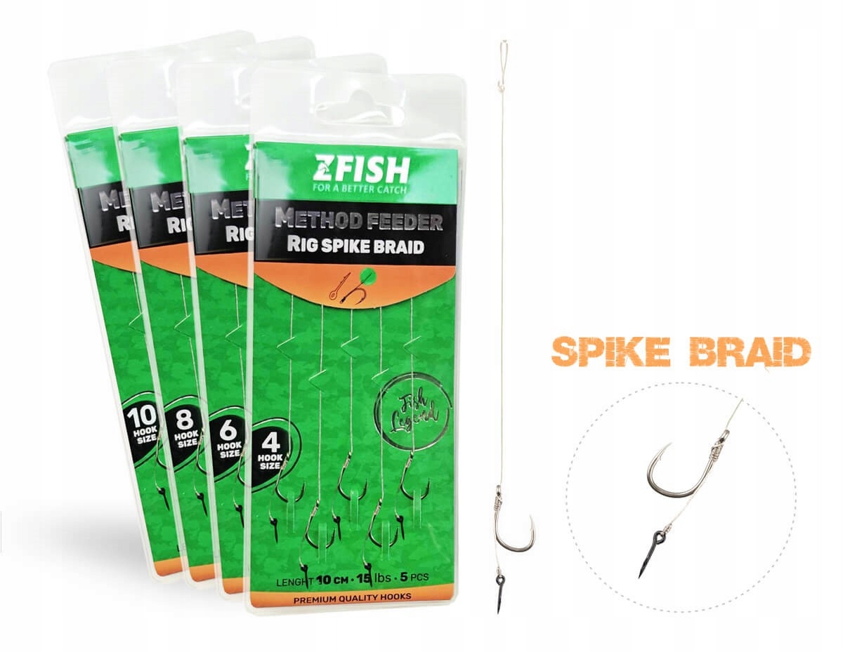 Przypon Method Feeder z Igłą 6mm Plecionka 15lb Hak "14" 10cm 5szt Zfish