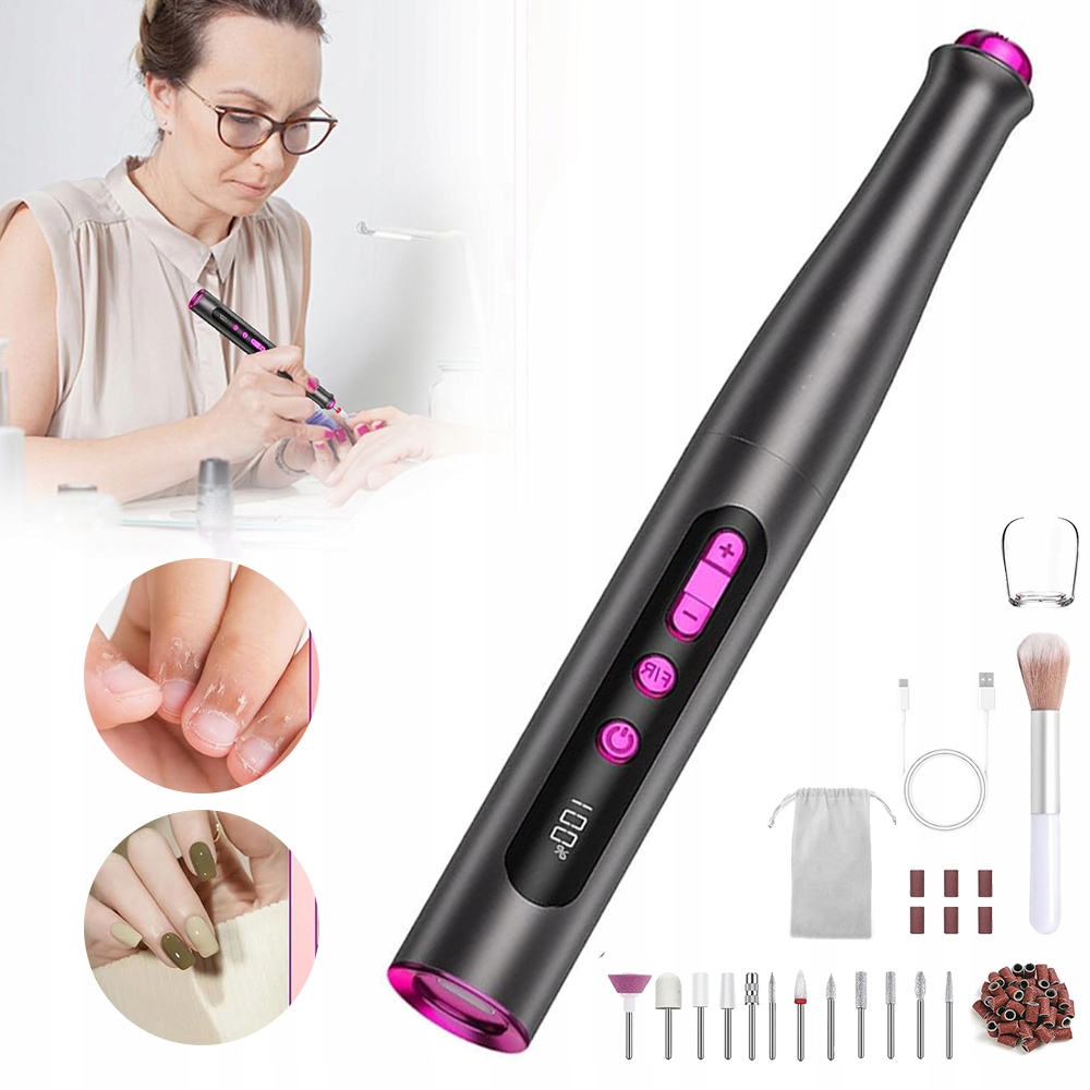 Bruska Pilník Na Nehty na kůži Přenosná elektrická manikúra Usb