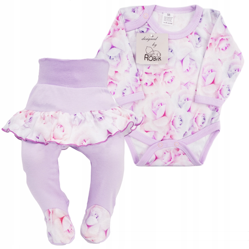 

Fioletowy Komplet r.86 body półśpiochy z falbanką