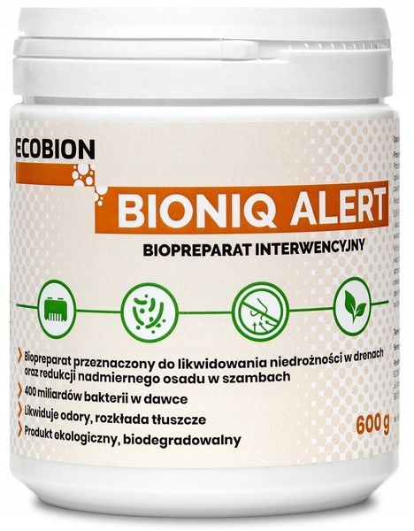 Ecobion BioniQ Alert udrażniacz kanalizacji i drenów, biologiczny kret