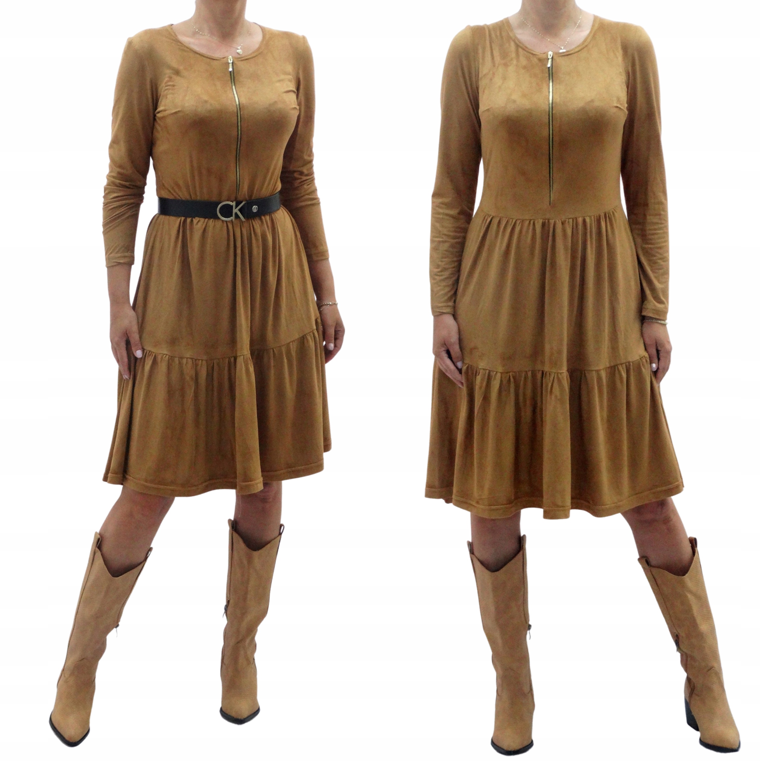 SUKIENKA ZAMSZOWA CARMEL BOHO FALBANY r36 (34-56)