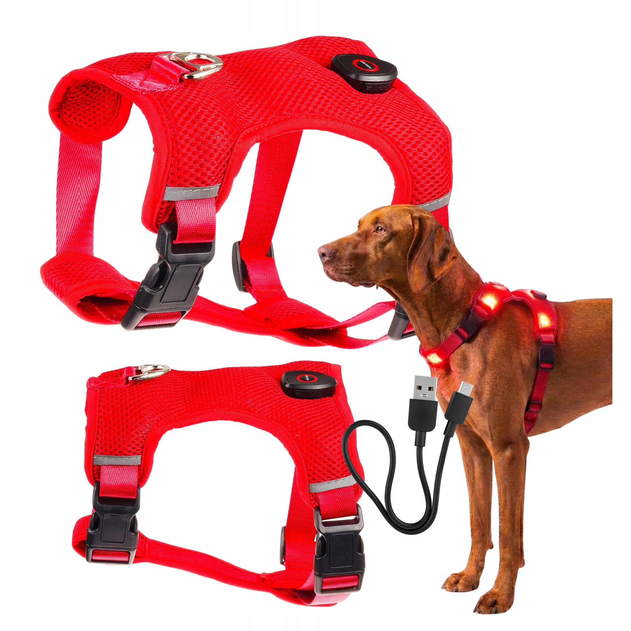 Svítící Postroj pro psa Led svítící ve tmě netlakový typu Guard L Usb