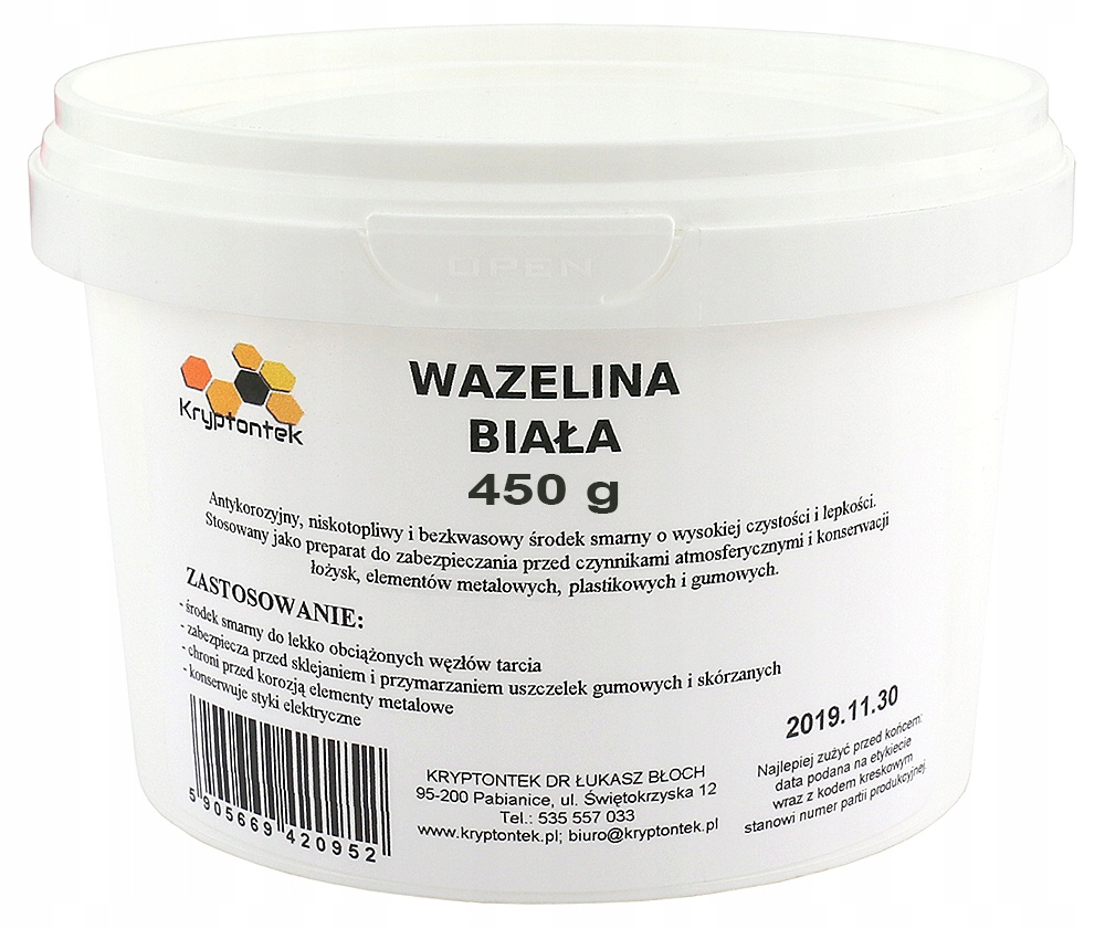 

Wazelina Biała Techniczna 450g Bezkwasowa Smar