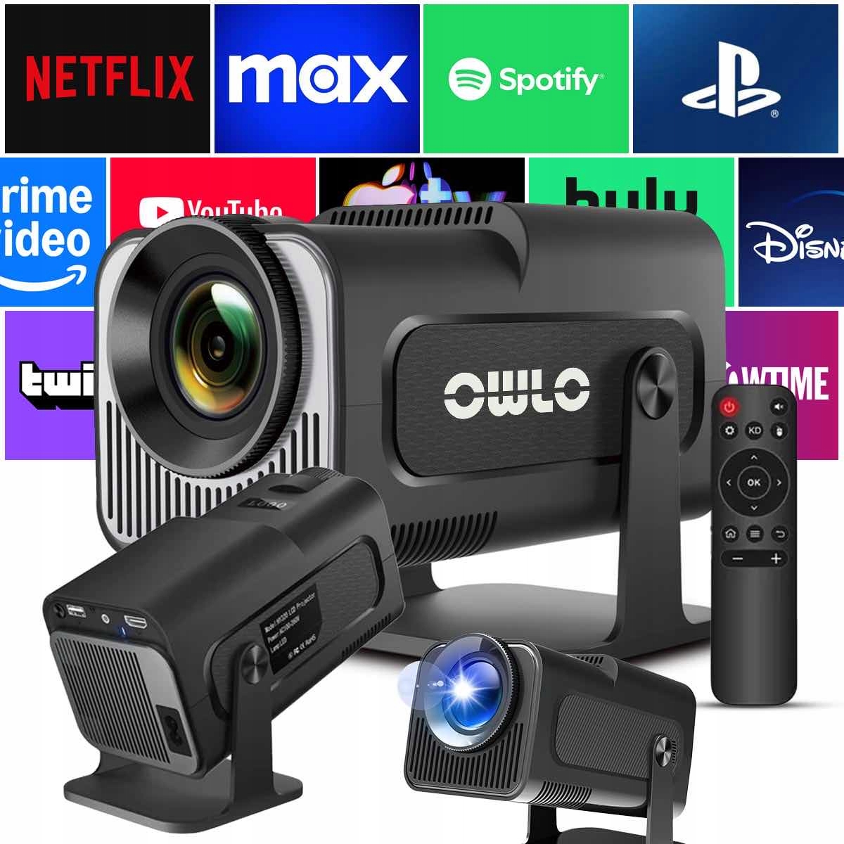 Led Projektor Owlo Projektor Netflix Hbo Max Amazon HY320 Pro ultra černý
