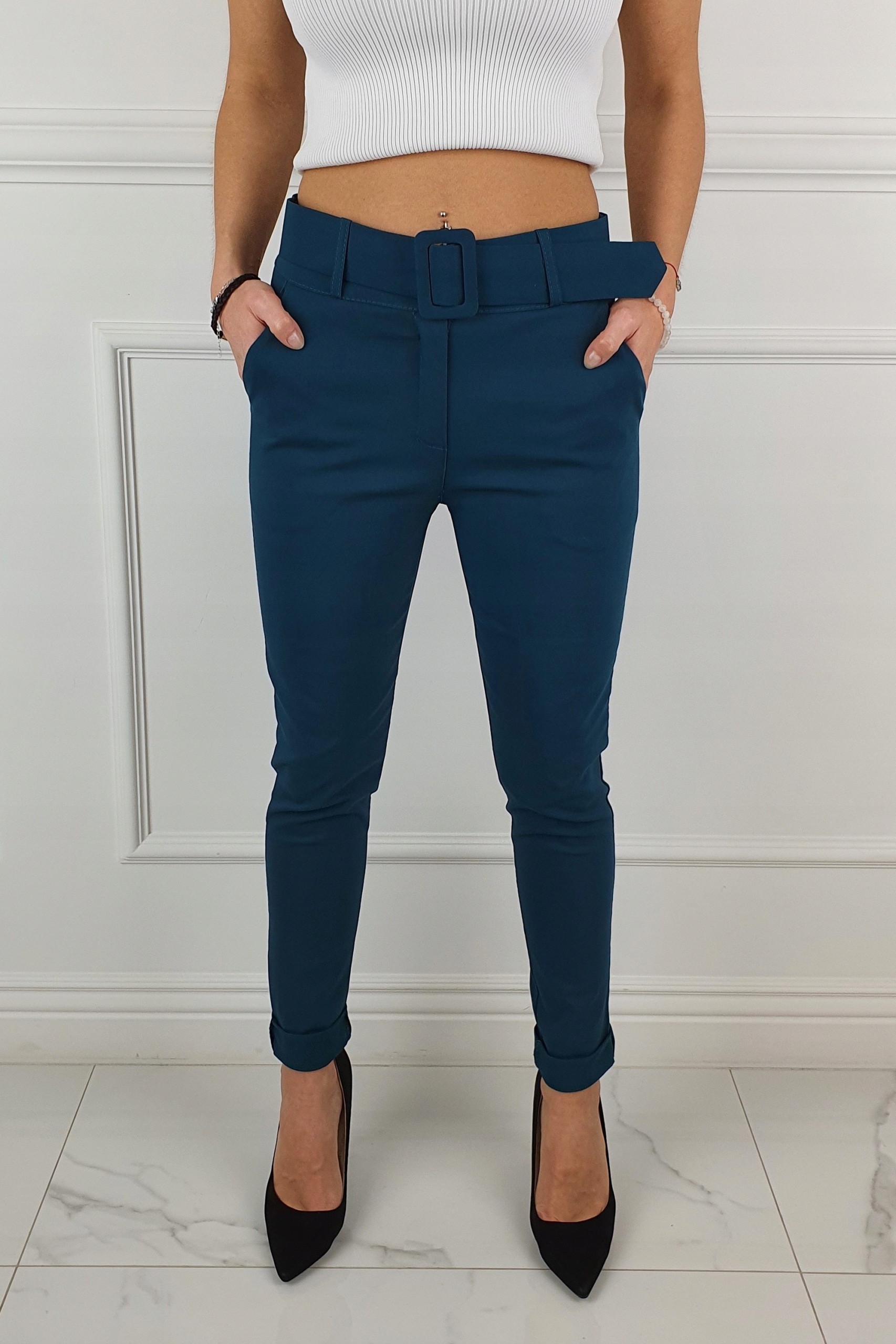 #ELASTYCZNE - SPODNIE - DAMSKIE - W GUMKĘ - PASEK# Marka inna