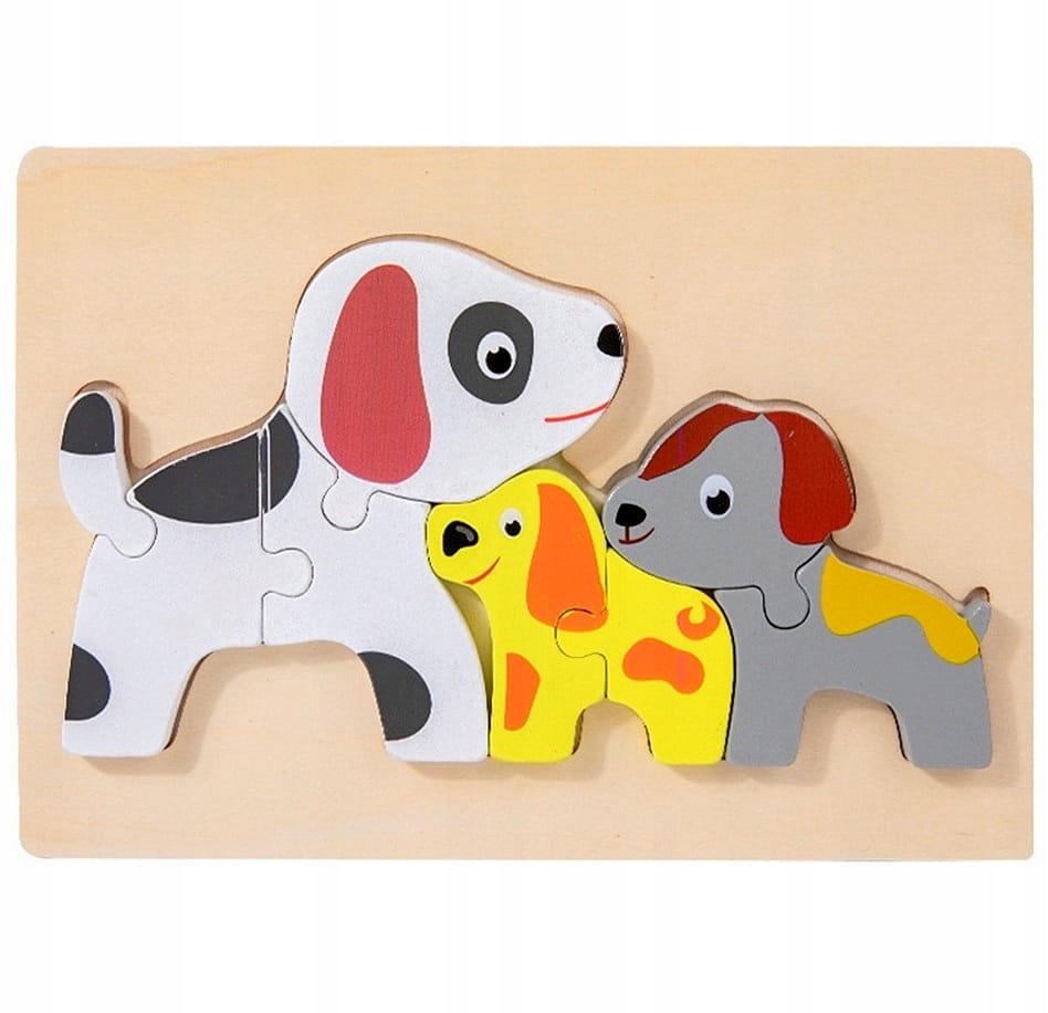 

Drewniana Układanka Puzzle Pieski 8 El Montessori