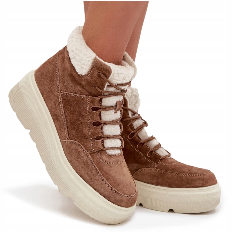 Sněhule Semišové S Kožíškem Platforma Vinceza 95354 Camel 38