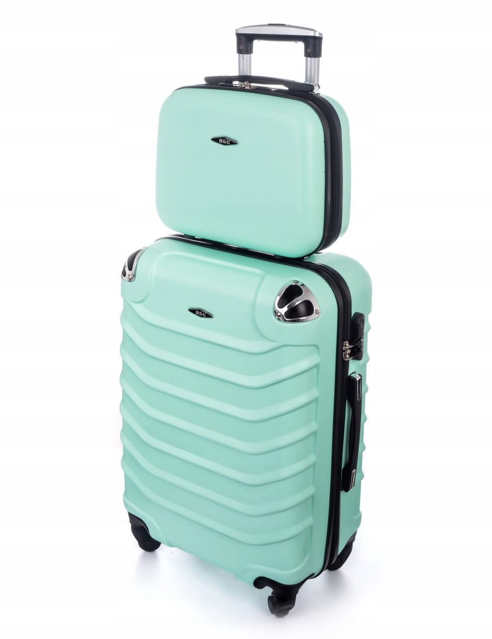 Zestaw Mała Walizka Kabinowa Kuferek 2W1 Do Samolotu Lanzaro Abs Miętowy